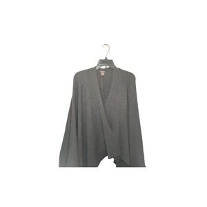 J.McLaughlin 100% Wool Wrap‎ Shawl Gray Knit Fringe Open Front Cardigan Soft